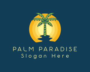 Sunset Palm Tree logo design