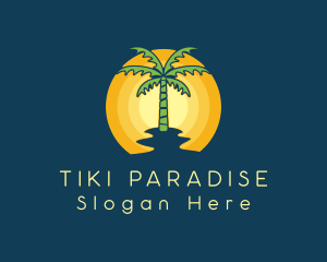 Sunset Palm Tree logo design