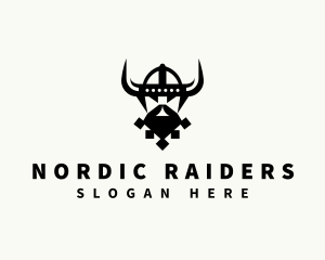 Viking Head Helmet logo design