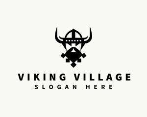 Viking Head Helmet logo design