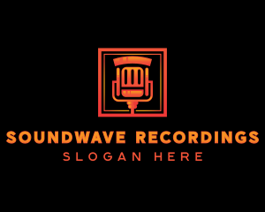 Record Broadcast Microphone logo design