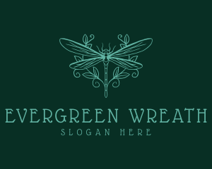 Dragonfly Nature Wreath logo design