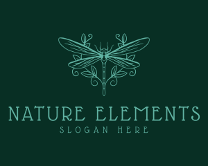 Dragonfly Nature Wreath logo design