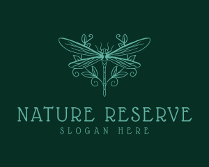 Dragonfly Nature Wreath logo design