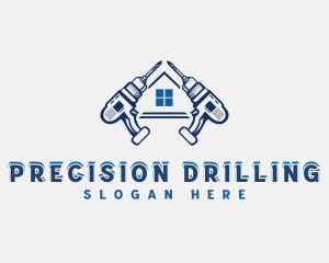 House Drill Carpentry  logo design