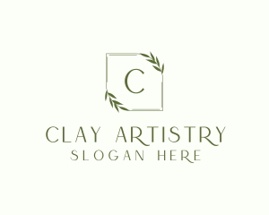 Aesthetic Leaf Frame logo design