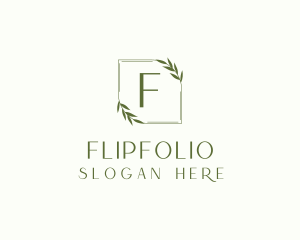 Aesthetic Leaf Frame logo design