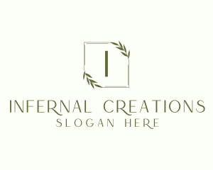 Aesthetic Leaf Frame logo design