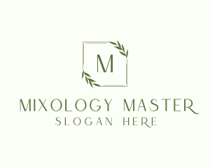 Aesthetic Leaf Frame logo design