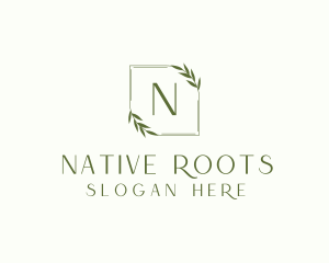 Aesthetic Leaf Frame logo design