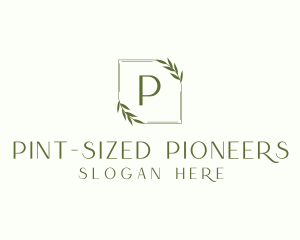 Aesthetic Leaf Frame logo design