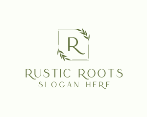 Aesthetic Leaf Frame logo design