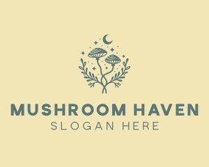 Moon Star Mushroom logo design