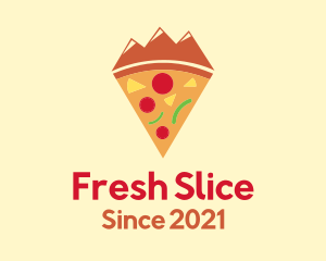 Mountain Pizza Slice logo design