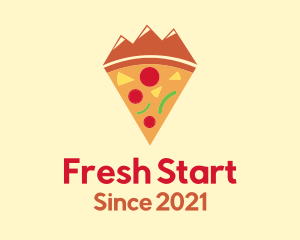 Mountain Pizza Slice logo design