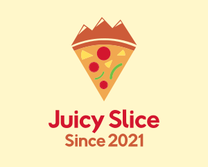 Mountain Pizza Slice logo design