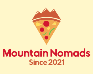 Mountain Pizza Slice logo design