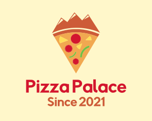 Mountain Pizza Slice logo design