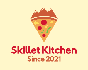 Mountain Pizza Slice logo design