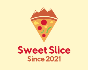 Mountain Pizza Slice logo design