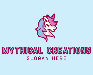 Mythical Unicorn Horse logo design