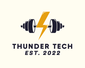 Thunder Energy Barbell  logo design