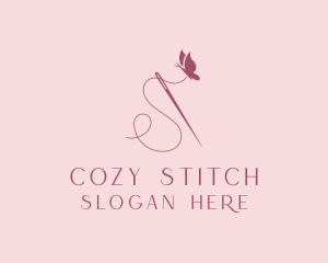 Sewing Needle Butterfly logo design