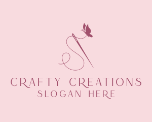 Sewing Needle Butterfly logo design