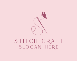 Sewing Needle Butterfly logo design