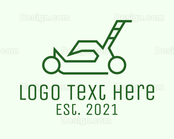 Green Outline  Lawn Mower Logo