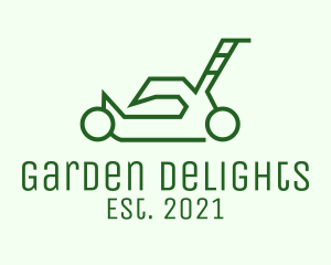 Green Outline  Lawn Mower logo design