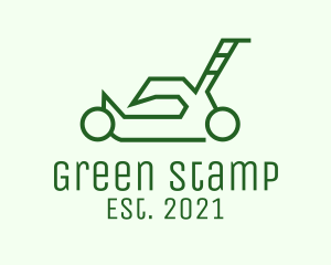 Green Outline  Lawn Mower logo design