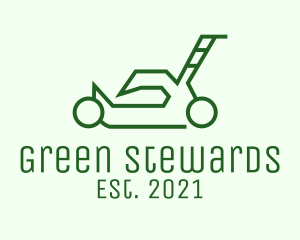 Green Outline  Lawn Mower logo design