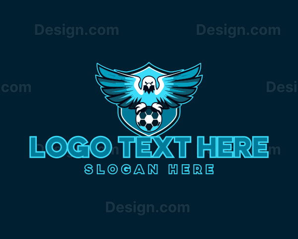 Blue Eagle Hawk Soccer Logo