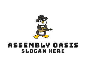 Penguin Guitar Musician logo design