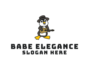 Penguin Guitar Musician logo design