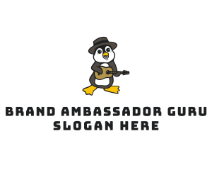 Penguin Guitar Musician logo design