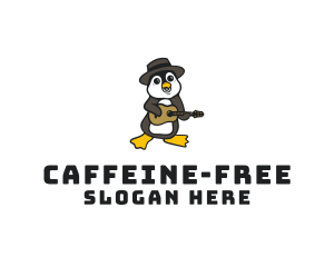 Penguin Guitar Musician logo design