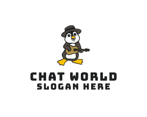 Penguin Guitar Musician logo design