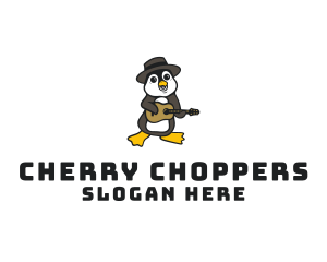 Penguin Guitar Musician logo design