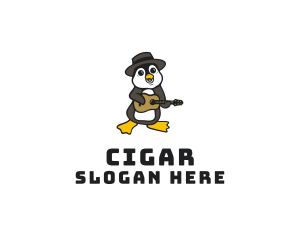 Penguin Guitar Musician logo design