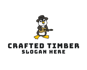 Penguin Guitar Musician logo design