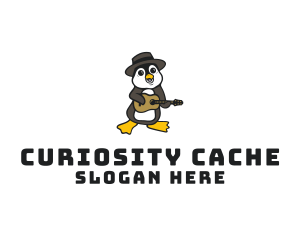 Penguin Guitar Musician logo design