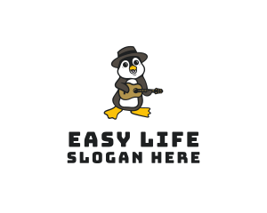 Penguin Guitar Musician logo design