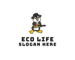 Penguin Guitar Musician logo design