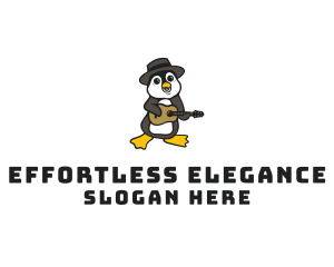 Penguin Guitar Musician logo design