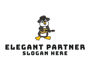 Penguin Guitar Musician logo design