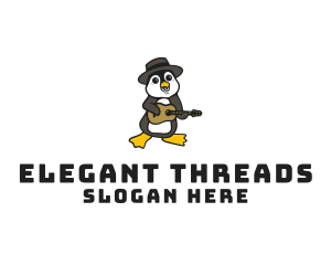 Penguin Guitar Musician logo design