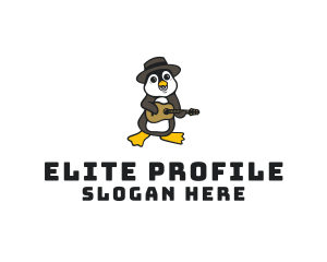 Penguin Guitar Musician logo design