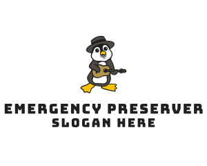 Penguin Guitar Musician logo design